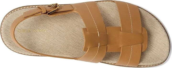 Cole Haan Marlee Fisherman Footbed Sandals Women's Sandals Biscuit Leather/Natural Canvas : 6 B - Medium, Leather/Rubber - Image 2