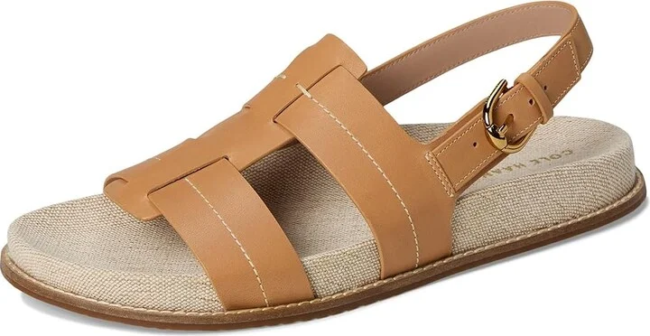 Cole Haan Marlee Fisherman Footbed Sandals Women's Sandals Biscuit Leather/Natural Canvas : 6 B - Medium, Leather/Rubber - Image 5