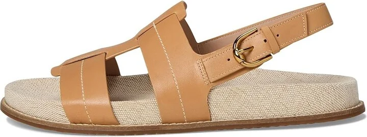 Cole Haan Marlee Fisherman Footbed Sandals Women's Sandals Biscuit Leather/Natural Canvas : 6 B - Medium, Leather/Rubber - Image 6