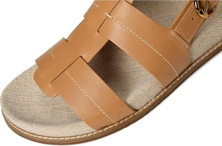 Cole Haan Marlee Fisherman Footbed Sandals Women's Sandals Biscuit Leather/Natural Canvas : 6 B - Medium, Leather/Rubber - Image 7