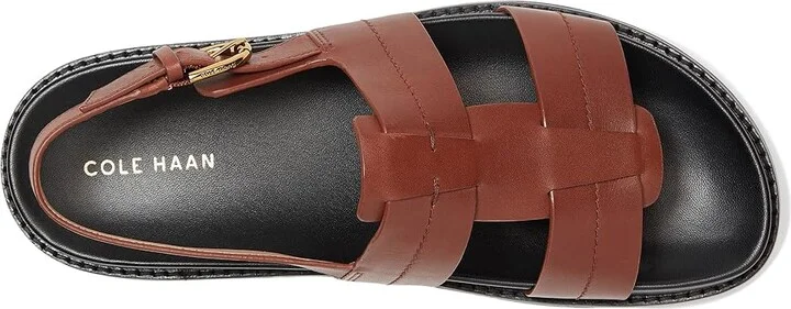 Cole Haan Marlee Fisherman Footbed Sandals Women's Sandals Dark Cuoio Leather : 6 B - Medium, Leather/Rubber - Image 2