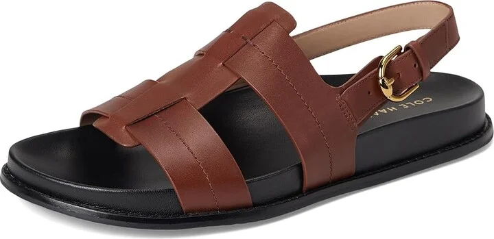 Cole Haan Marlee Fisherman Footbed Sandals Women's Sandals Dark Cuoio Leather : 6 B - Medium, Leather/Rubber - Image 5