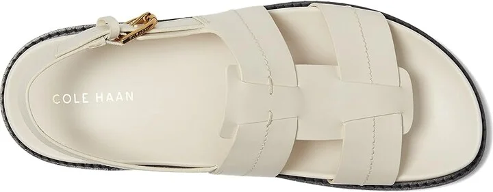 Cole Haan Marlee Fisherman Footbed Sandals Women's Sandals Ivory Leather : 9.5 B - Medium, Leather/Rubber - Image 2