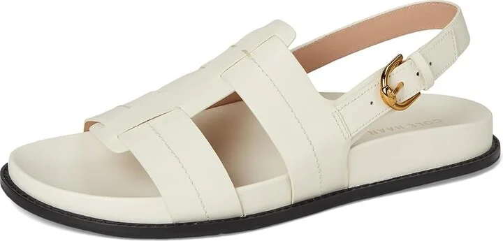 Cole Haan Marlee Fisherman Footbed Sandals Women's Sandals Ivory Leather : 9.5 B - Medium, Leather/Rubber - Image 5