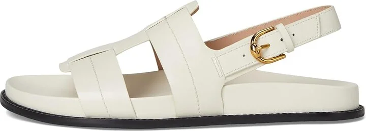 Cole Haan Marlee Fisherman Footbed Sandals Women's Sandals Ivory Leather : 9.5 B - Medium, Leather/Rubber - Image 6