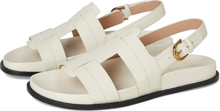 Cole Haan Marlee Fisherman Footbed Sandals Women's Sandals Ivory Leather : 9.5 B - Medium, Leather/Rubber