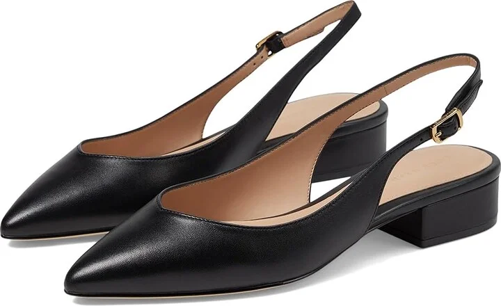 Cole Haan Mazie Slingback Flat Women's Flat Shoes Black Leather : 8.5 B - Medium, Leather/Rubber