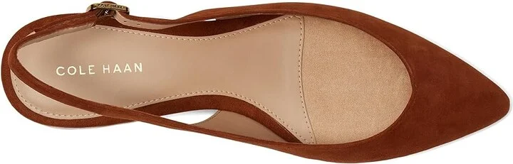 Cole Haan Mazie Slingback Flat Women's Flat Shoes Dark Cuoio Suede : 9.5 B - Medium, Leather/Rubber - Image 2