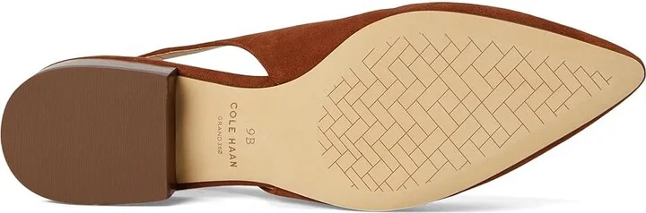 Cole Haan Mazie Slingback Flat Women's Flat Shoes Dark Cuoio Suede : 9.5 B - Medium, Leather/Rubber - Image 3