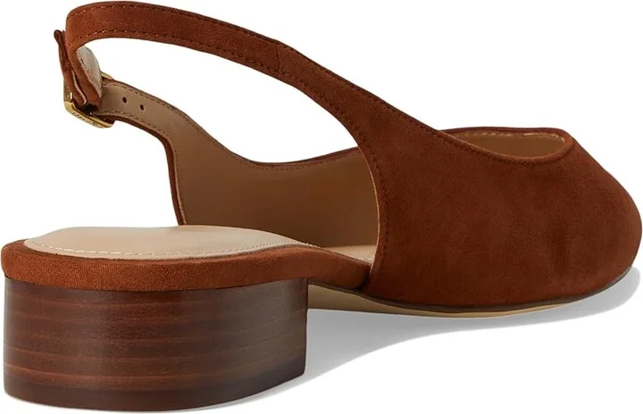Cole Haan Mazie Slingback Flat Women's Flat Shoes Dark Cuoio Suede : 9.5 B - Medium, Leather/Rubber - Image 4