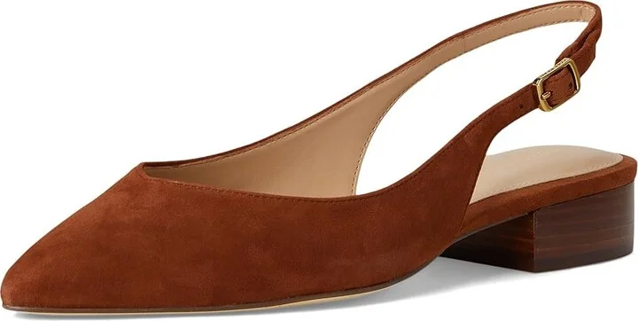 Cole Haan Mazie Slingback Flat Women's Flat Shoes Dark Cuoio Suede : 9.5 B - Medium, Leather/Rubber - Image 5