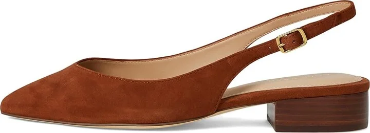 Cole Haan Mazie Slingback Flat Women's Flat Shoes Dark Cuoio Suede : 9.5 B - Medium, Leather/Rubber - Image 6
