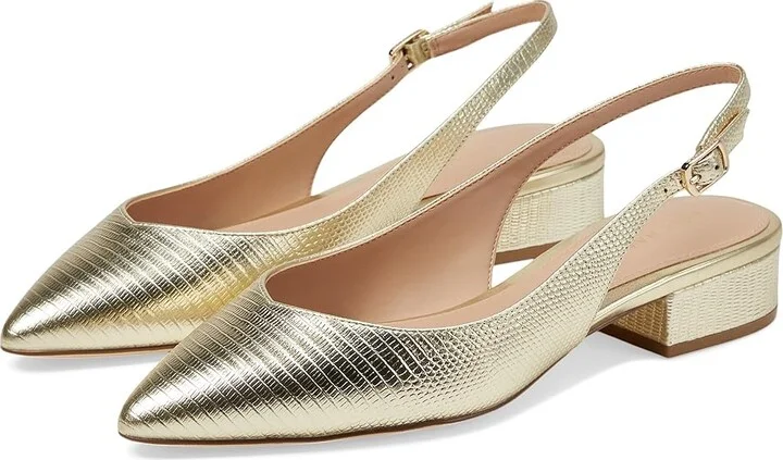 Cole Haan Mazie Slingback Flat Women's Flat Shoes Gold Lizard Print : 8.5 B - Medium, Leather/Rubber