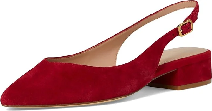 Cole Haan Mazie Slingback Flat Women's Flat Shoes Rio Red Suede : 10.5 B - Medium, Rubber/Suede/Vinyl - Image 5