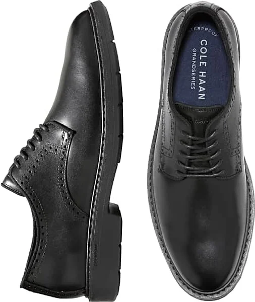 Cole Haan Men's Go-To Leather Waterproof Plain Toe Oxfords Black