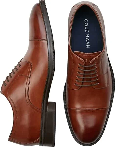 Cole Haan Men's Modern Essentials Leather Cap Toe Oxfords Cognac