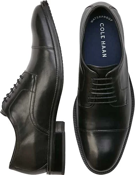 Cole Haan Men's Modern Essentials Leather Waterproof Cap Toe Oxfords Black
