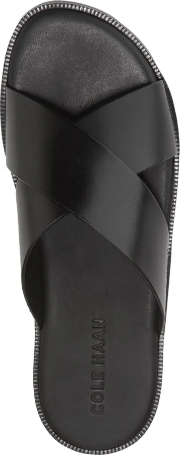 Cole Haan Men's Nantucket Cross Strap Slip-On Slide Sandals - Black/black - Image 5