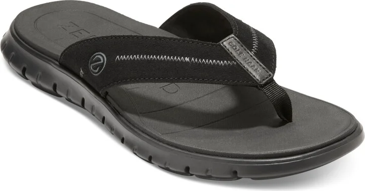 Cole Haan Men's ZERÃGRAND Thong Sandal - Black/Black