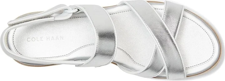 Cole Haan Mirabelle Crisscross Sandals Women's Sandals Silver Metallic/White : 6.5 B - Medium, Leather - Image 2
