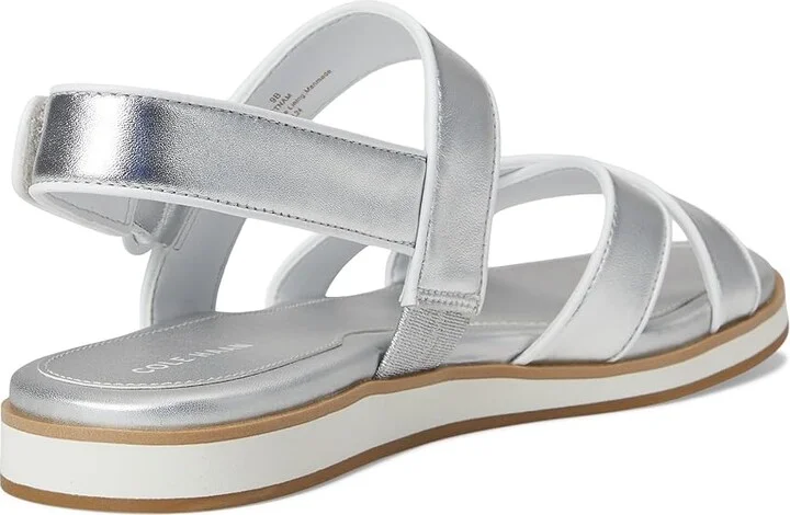 Cole Haan Mirabelle Crisscross Sandals Women's Sandals Silver Metallic/White : 6.5 B - Medium, Leather - Image 4