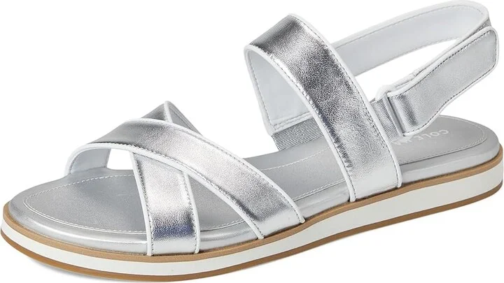 Cole Haan Mirabelle Crisscross Sandals Women's Sandals Silver Metallic/White : 6.5 B - Medium, Leather - Image 5