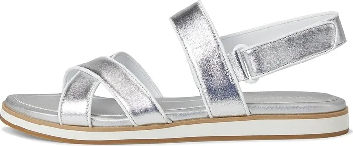Cole Haan Mirabelle Crisscross Sandals Women's Sandals Silver Metallic/White : 6.5 B - Medium, Leather - Image 6