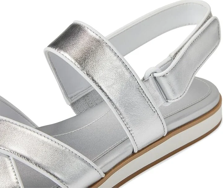 Cole Haan Mirabelle Crisscross Sandals Women's Sandals Silver Metallic/White : 6.5 B - Medium, Leather - Image 7