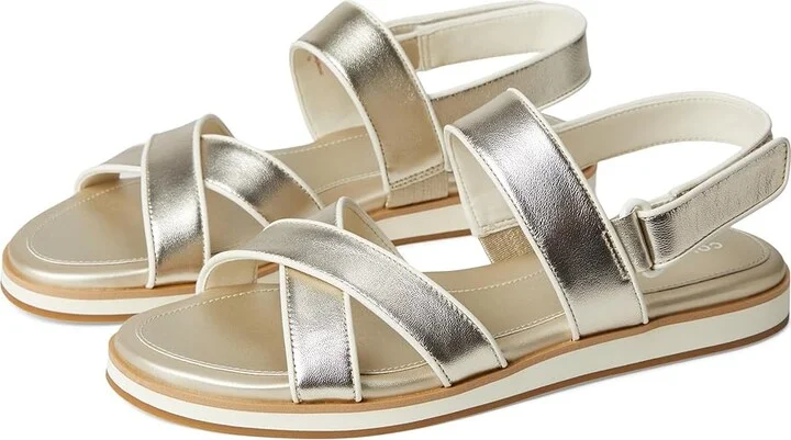 Cole Haan Mirabelle Crisscross Sandals Women's Sandals Soft Gold Talca/Ivory : 7.5 B - Medium, Leather