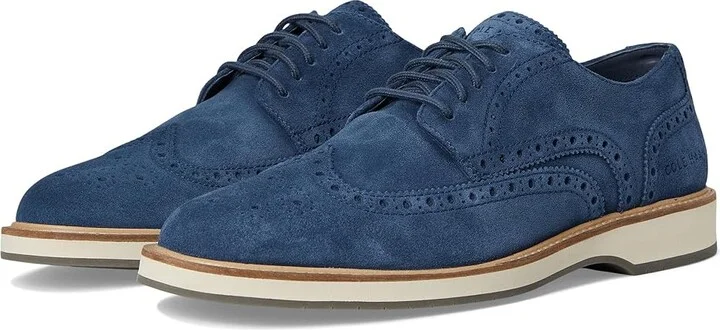 Cole Haan Morse Grand Wingtip Oxfords Men's Lace-up Boots Big Dipper Suede/Ivory/Sea Stone : 10.5 D - Medium, Leather