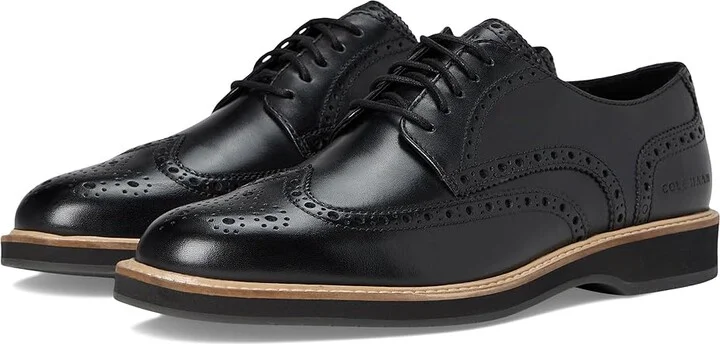 Cole Haan Morse Grand Wingtip Oxfords Men's Lace-up Boots Black/Black/Gray Pinstripe : 13 D - Medium, Leather