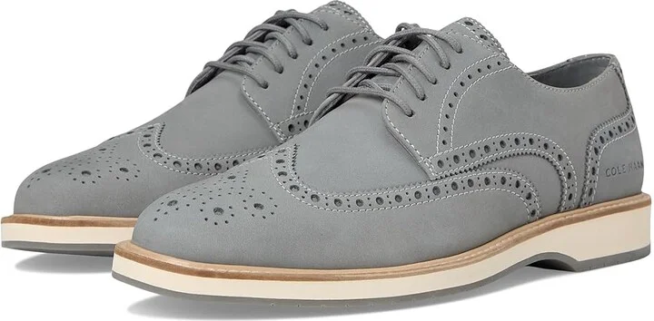 Cole Haan Morse Grand Wingtip Oxfords Men's Lace-up Boots Sea Stone Nubuck/Ivory/Sea Stone : 11 D - Medium, Leather