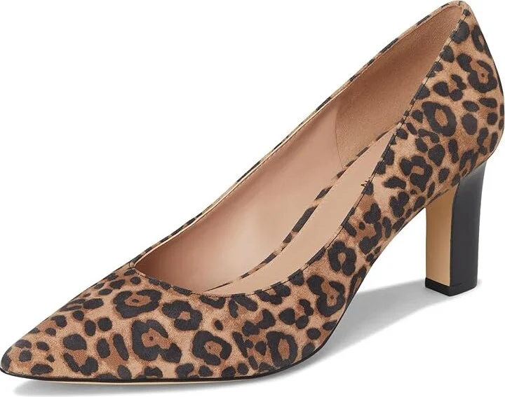 Cole Haan Mylah Heel Pump 75 Mm High Women's Heels Leopard Print Suede : 6.5 B - Medium, Leather - Image 5