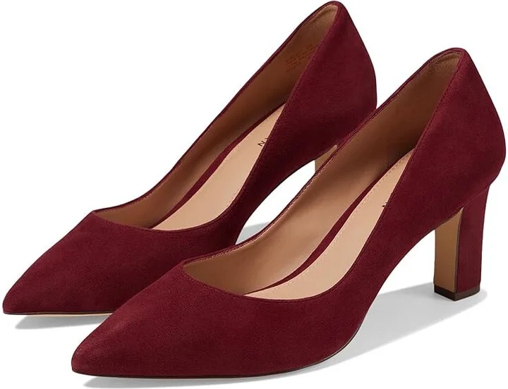 Cole Haan Mylah Heel Pump, 75mm Women's Shoes Black Cherry Suede : 5.5 B - Medium, Leather