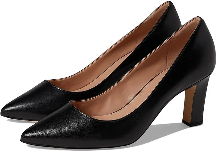 Cole Haan Mylah Heel Pump, 75mm Women's Shoes Black Leather : 10 B - Medium