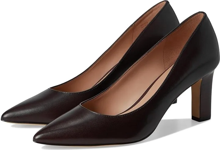Cole Haan Mylah Heel Pump, 75mm Women's Shoes Dark Chocolate Leather : 9 B - Medium