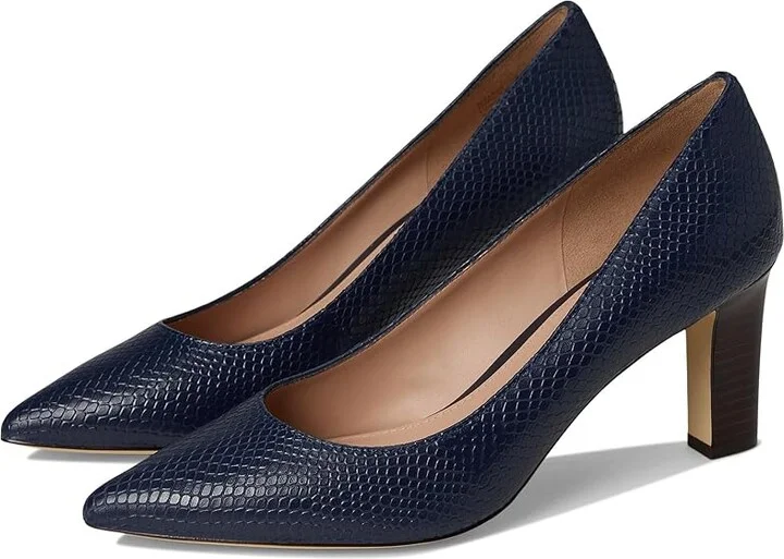 Cole Haan Mylah Heel Pump, 75mm Women's Shoes Midnight/Snake Print : 9 B - Medium, Leather