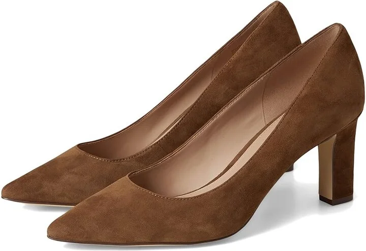 Cole Haan Mylah Heel Pump, 75mm Women's Shoes Spiced Brown Suede : 9 B - Medium, Leather