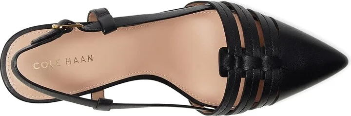 Cole Haan Mylah Huarache Slingback Pumps High Women's Heels Black Leather : 9.5 B - Medium - Image 2