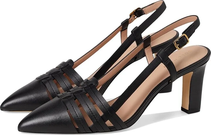 Cole Haan Mylah Huarache Slingback Pumps High Women's Heels Black Leather : 9.5 B - Medium
