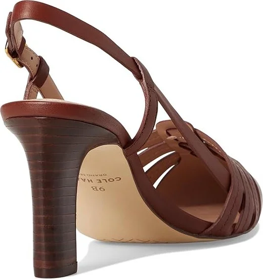 Cole Haan Mylah Huarache Slingback Pumps High Women's Heels Dark Cuoio Leather : 7 B - Medium - Image 4
