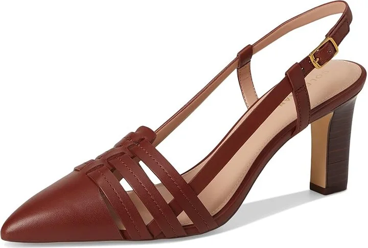 Cole Haan Mylah Huarache Slingback Pumps High Women's Heels Dark Cuoio Leather : 7 B - Medium - Image 5
