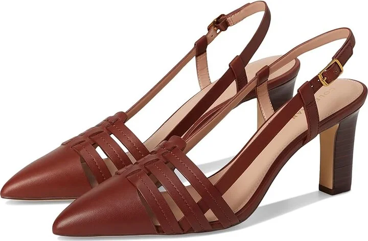 Cole Haan Mylah Huarache Slingback Pumps High Women's Heels Dark Cuoio Leather : 7 B - Medium