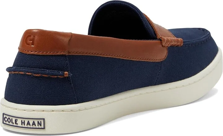 Cole Haan Nantucket Penny Men's Lace-up Boots Navy Blazer Canvas/British Tan/Ivory : 10 D - Medium - Image 4