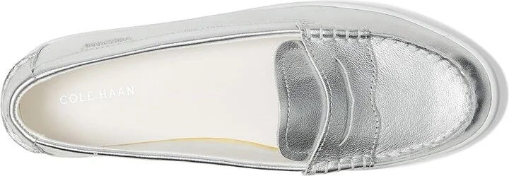 Cole Haan Nantucket Penny Women's Flat Shoes Argento/White : 9.5 B - Medium, Leather - Image 2