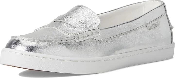 Cole Haan Nantucket Penny Women's Flat Shoes Argento/White : 9.5 B - Medium, Leather - Image 5