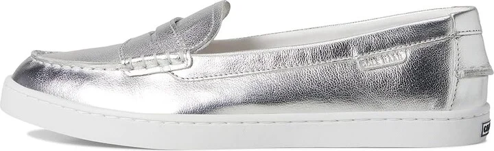 Cole Haan Nantucket Penny Women's Flat Shoes Argento/White : 9.5 B - Medium, Leather - Image 6