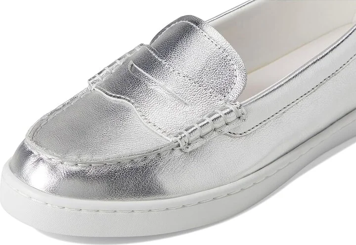 Cole Haan Nantucket Penny Women's Flat Shoes Argento/White : 9.5 B - Medium, Leather - Image 7