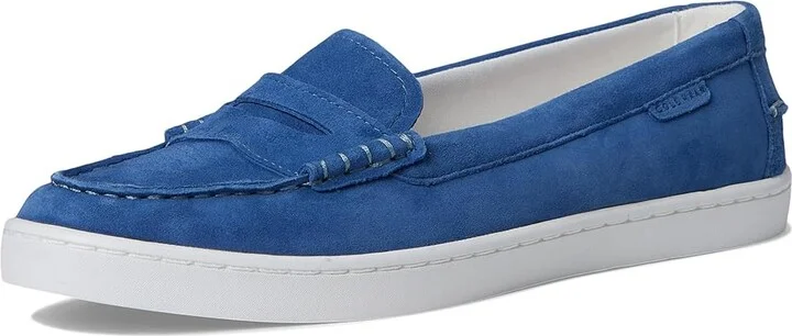 Cole Haan Nantucket Penny Women's Flat Shoes Dutchblue Suede/White : 9 B - Medium, Leather - Image 5