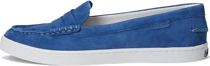 Cole Haan Nantucket Penny Women's Flat Shoes Dutchblue Suede/White : 9 B - Medium, Leather - Image 6